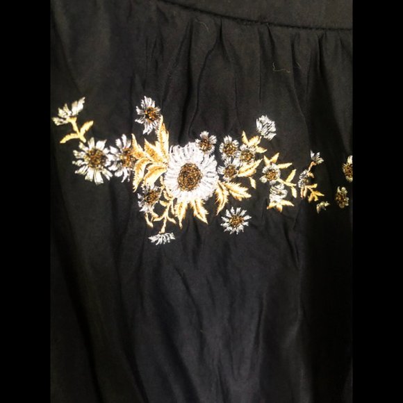 Anthropologie Odille silk beaded floral skirt - Picture 3 of 11